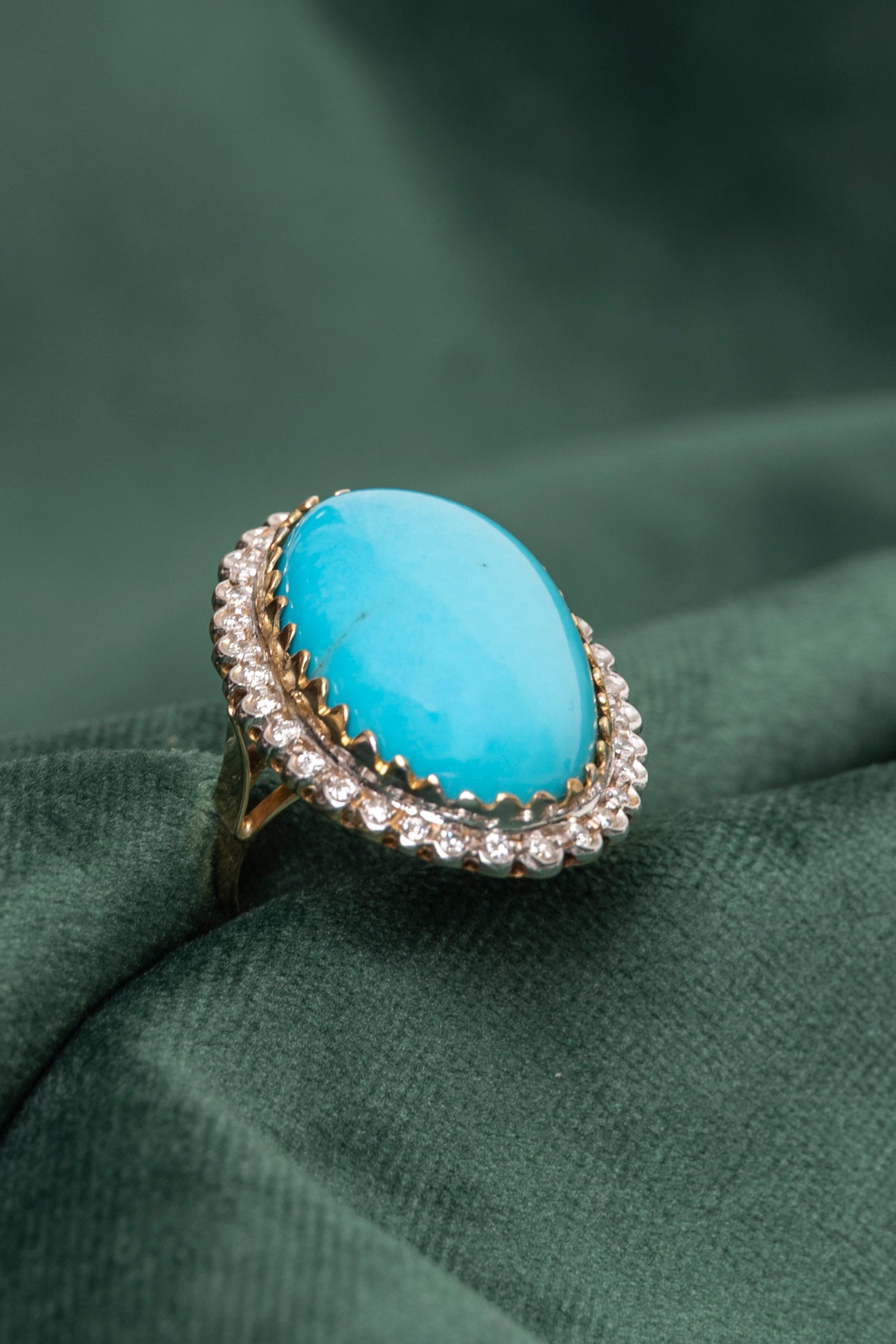 Sortija Vintage de Turquesa y Diamantes