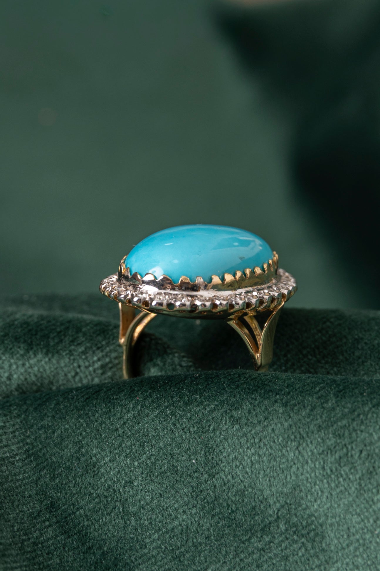 Sortija Vintage de Turquesa y Diamantes