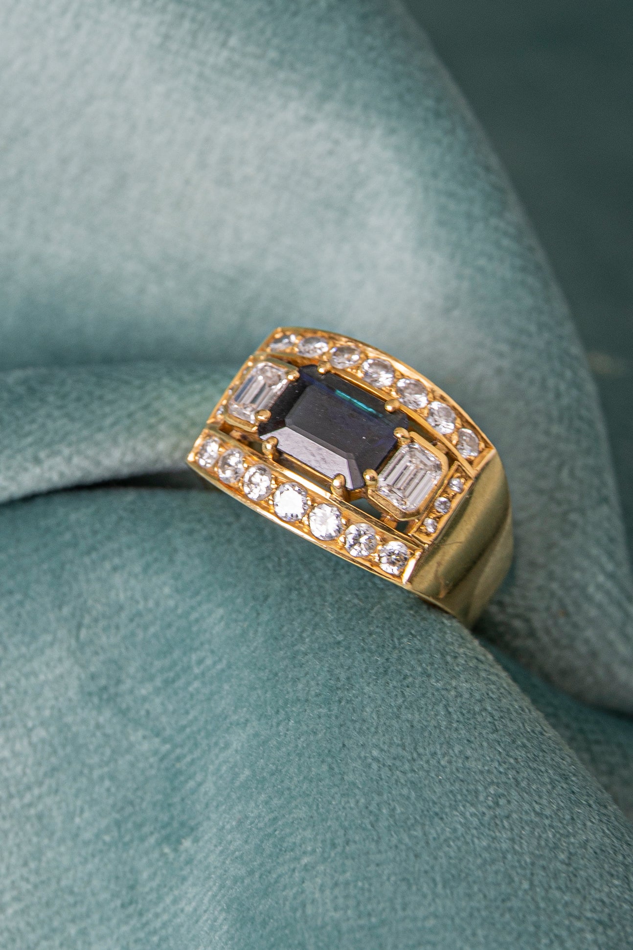 Sortija Años`80 de Zafiro y Diamantes