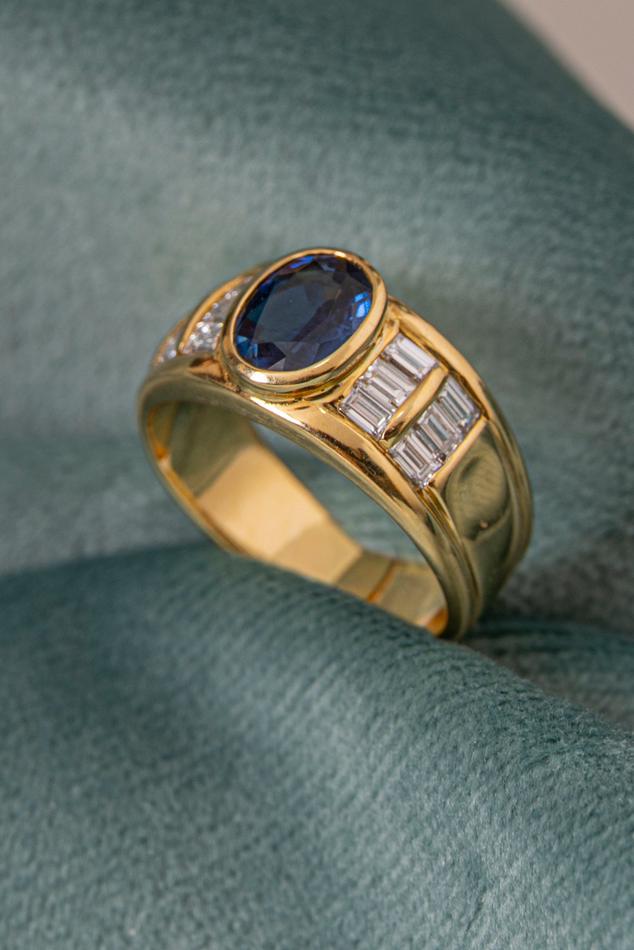 Sortija Años´80 de Zafiro y Diamantes