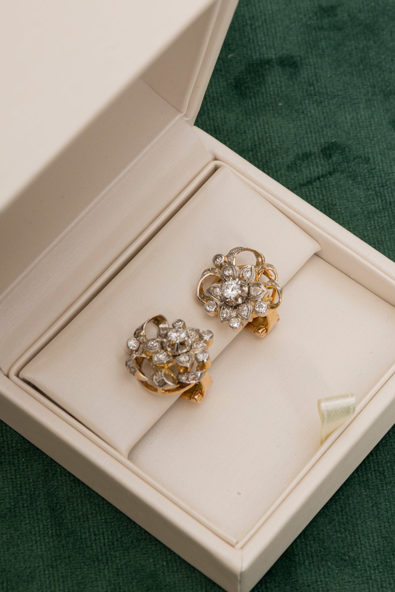 Pendientes Antiguos Flor de Diamantes