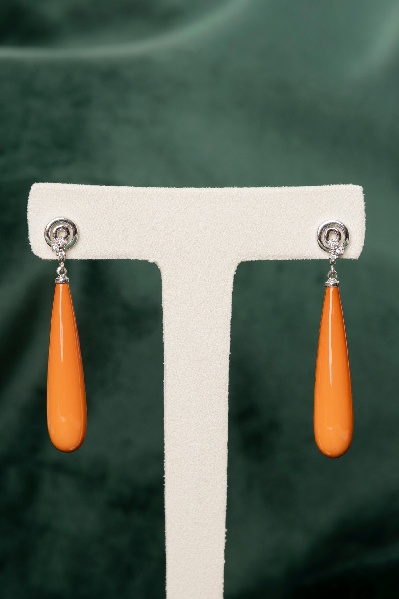 Pendientes Vintage de Coral y Diamantes