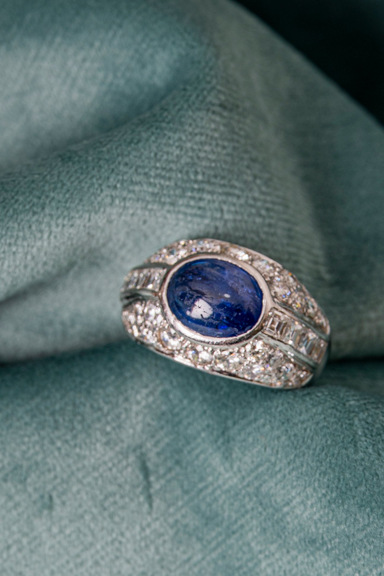 Sortija Trombino de Zafiro y Diamantes