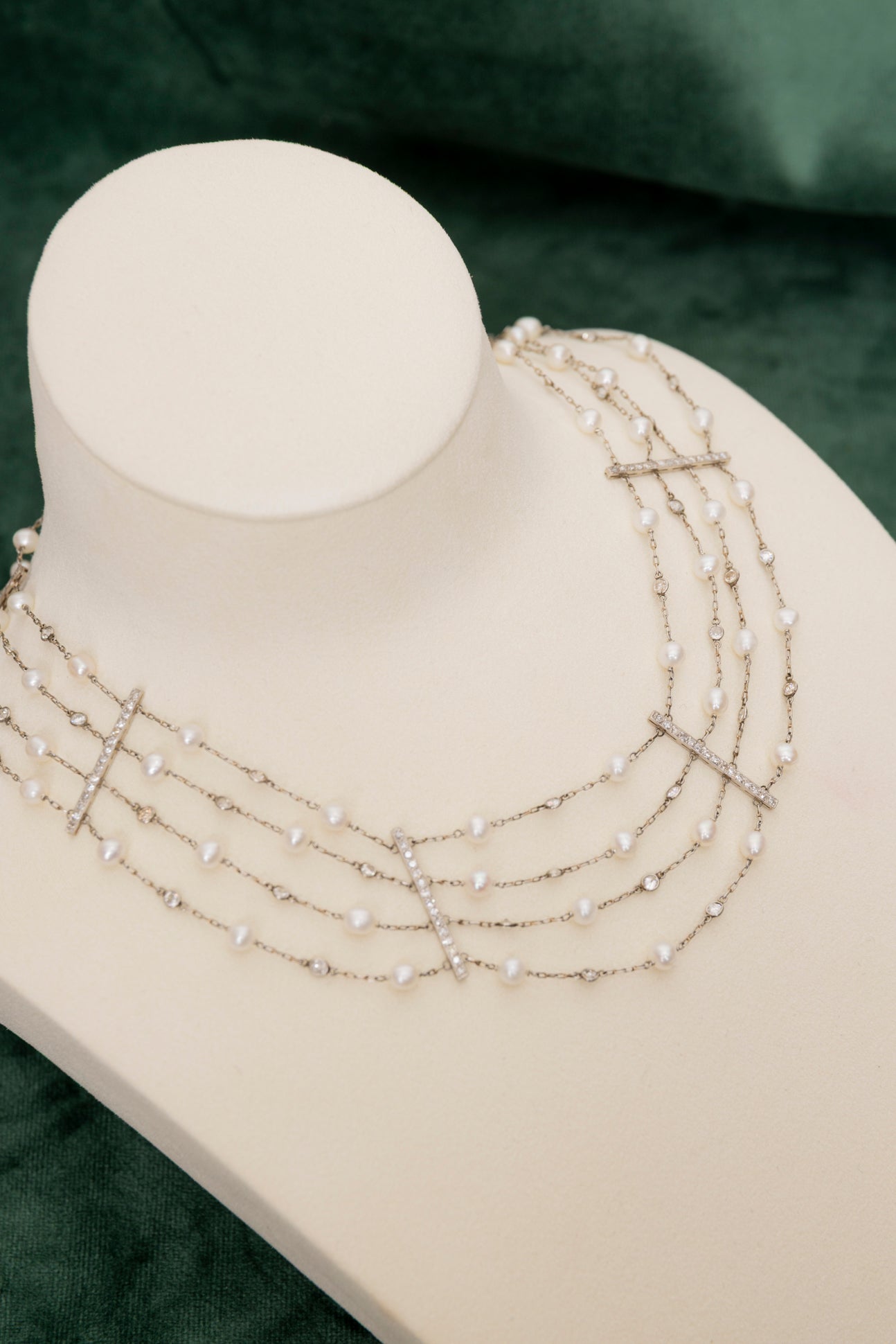 Gargantilla Babero de Diamantes y Perlas X