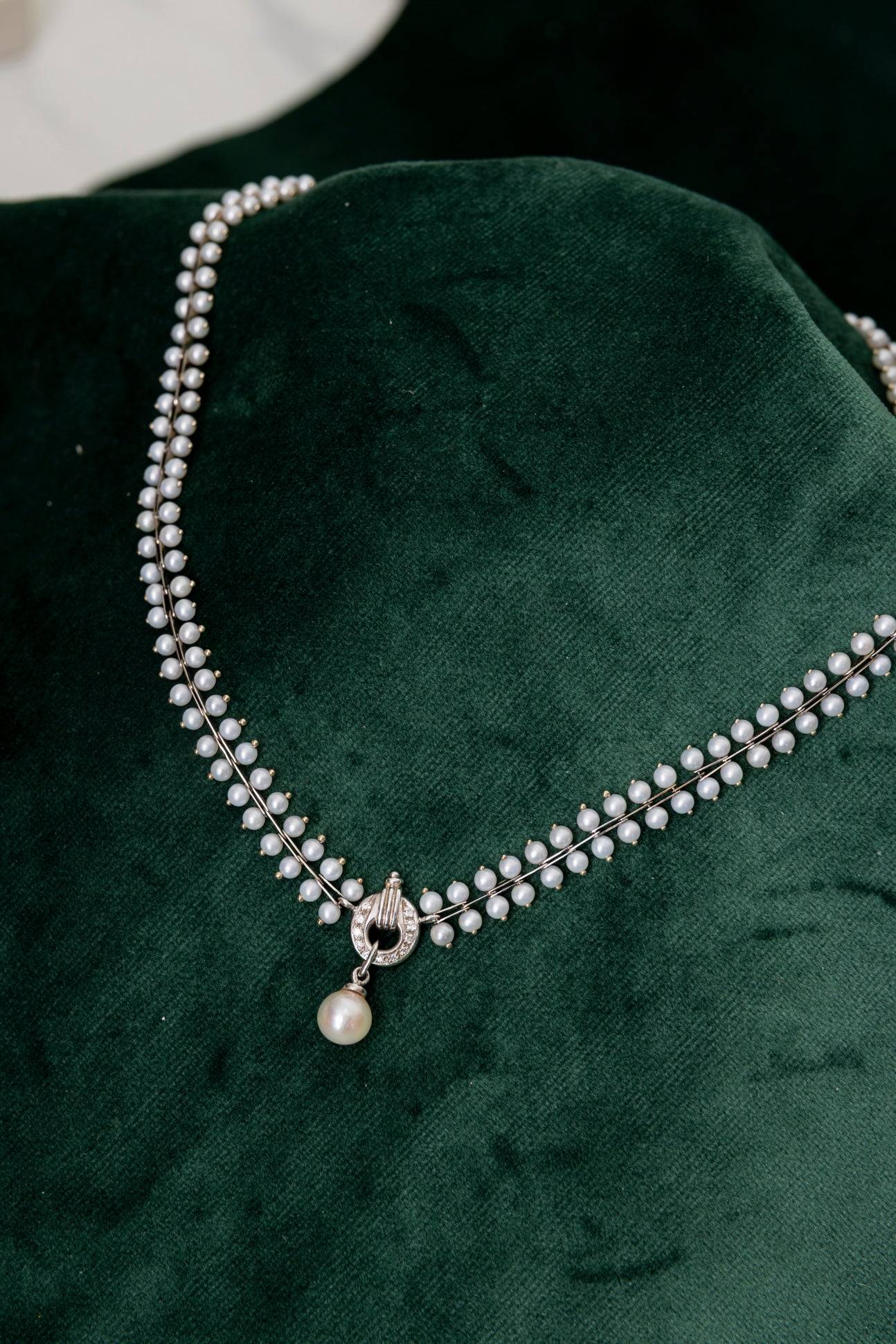 Gargantilla Vintage de Perlas y Diamantes