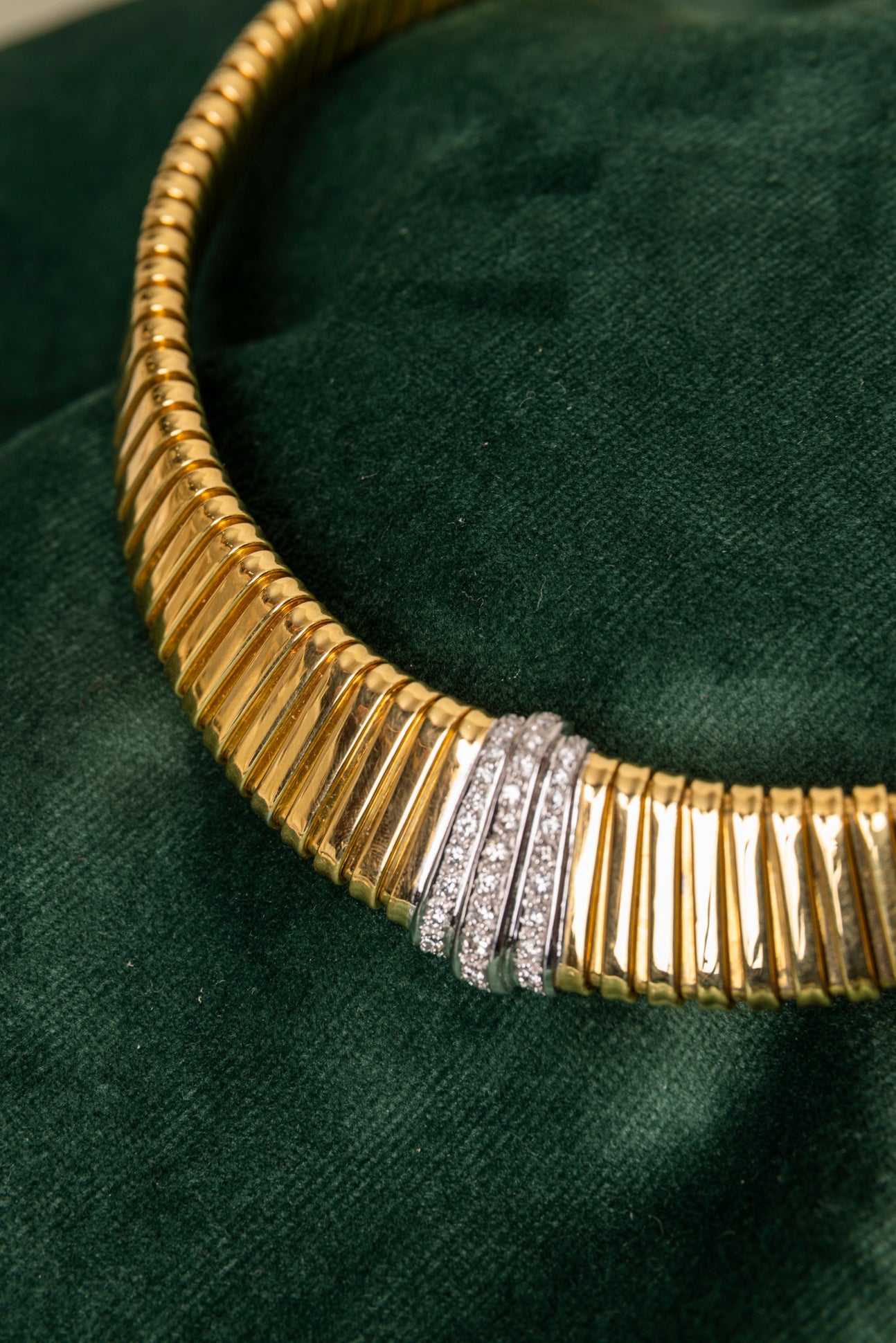 Gargantilla Vintage Tubogas de Oro y Diamantes