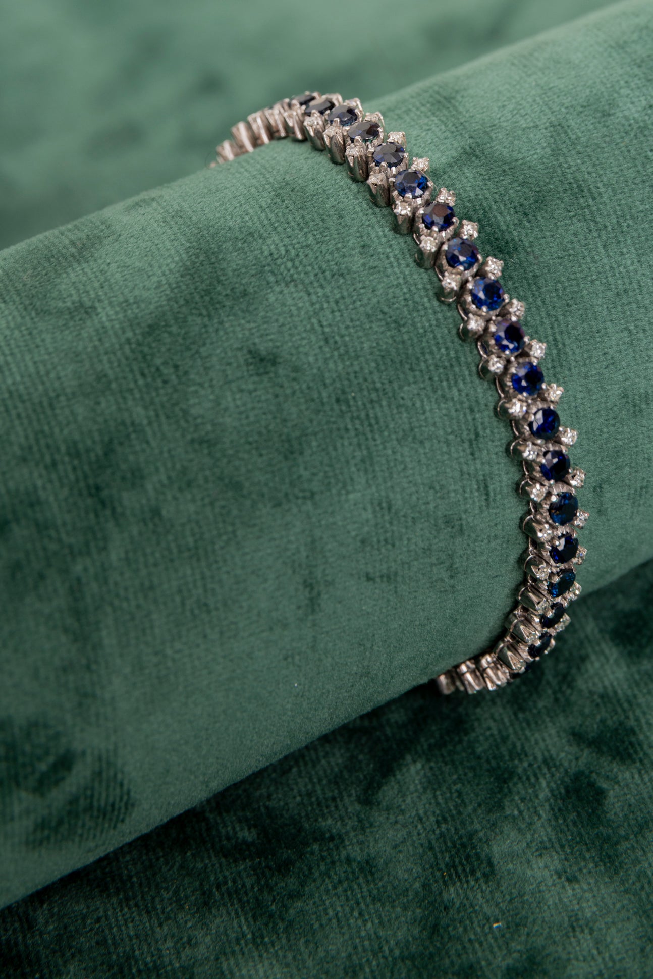 Pulsera Vintage Riviere de Zafiros y Diamantes