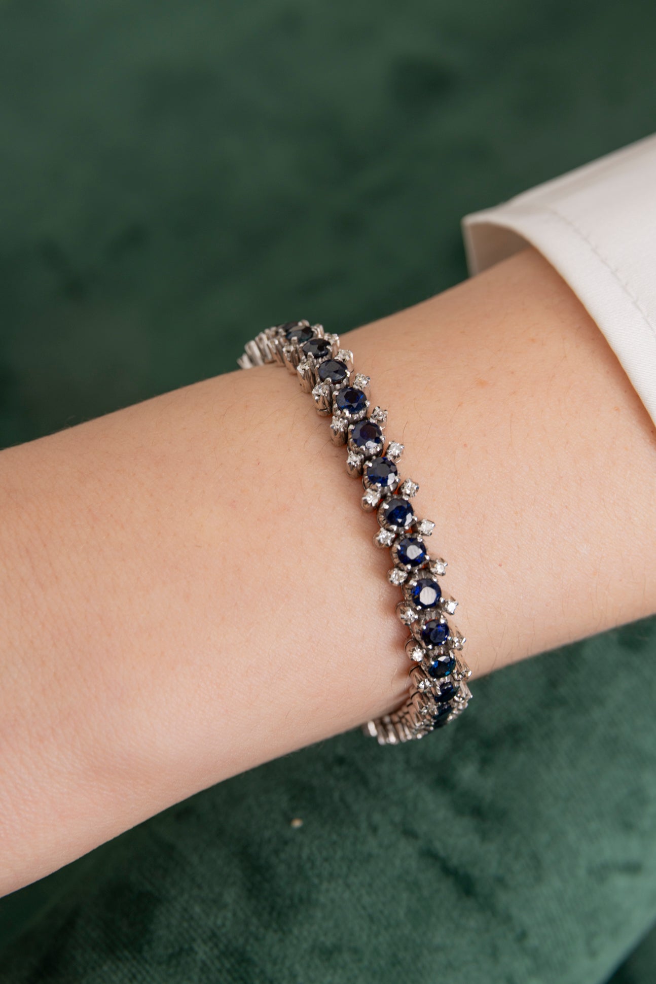 Pulsera Vintage Riviere de Zafiros y Diamantes