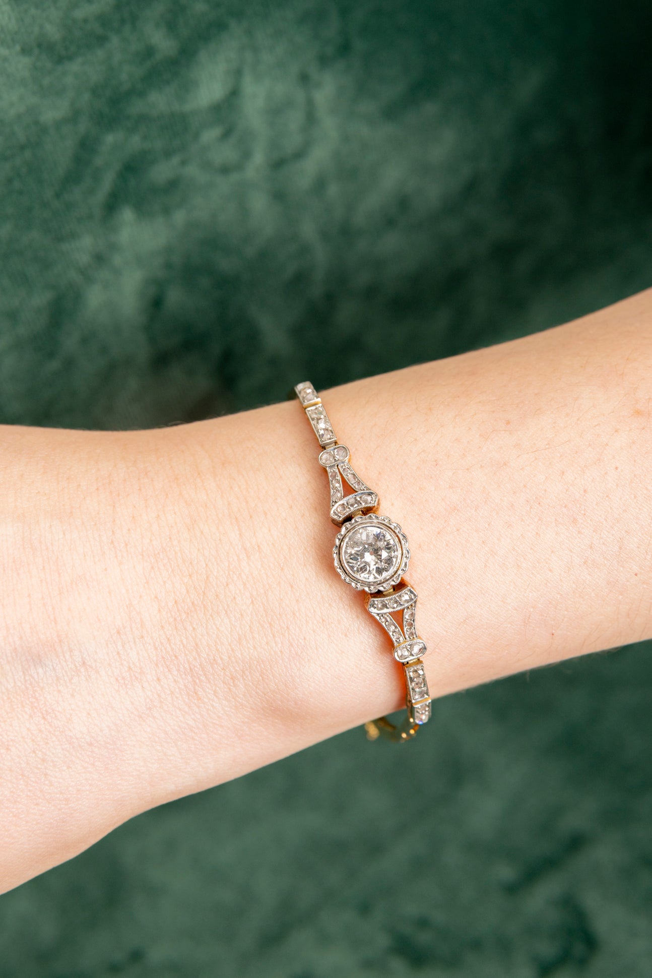 Pulsera Antigua Art-Déco de Diamantes