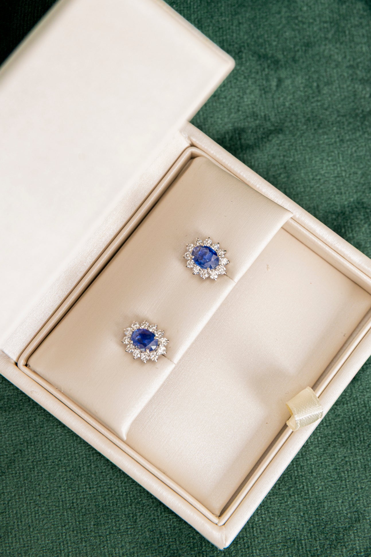 Pendientes Rosetas de Zafiro y Diamantes