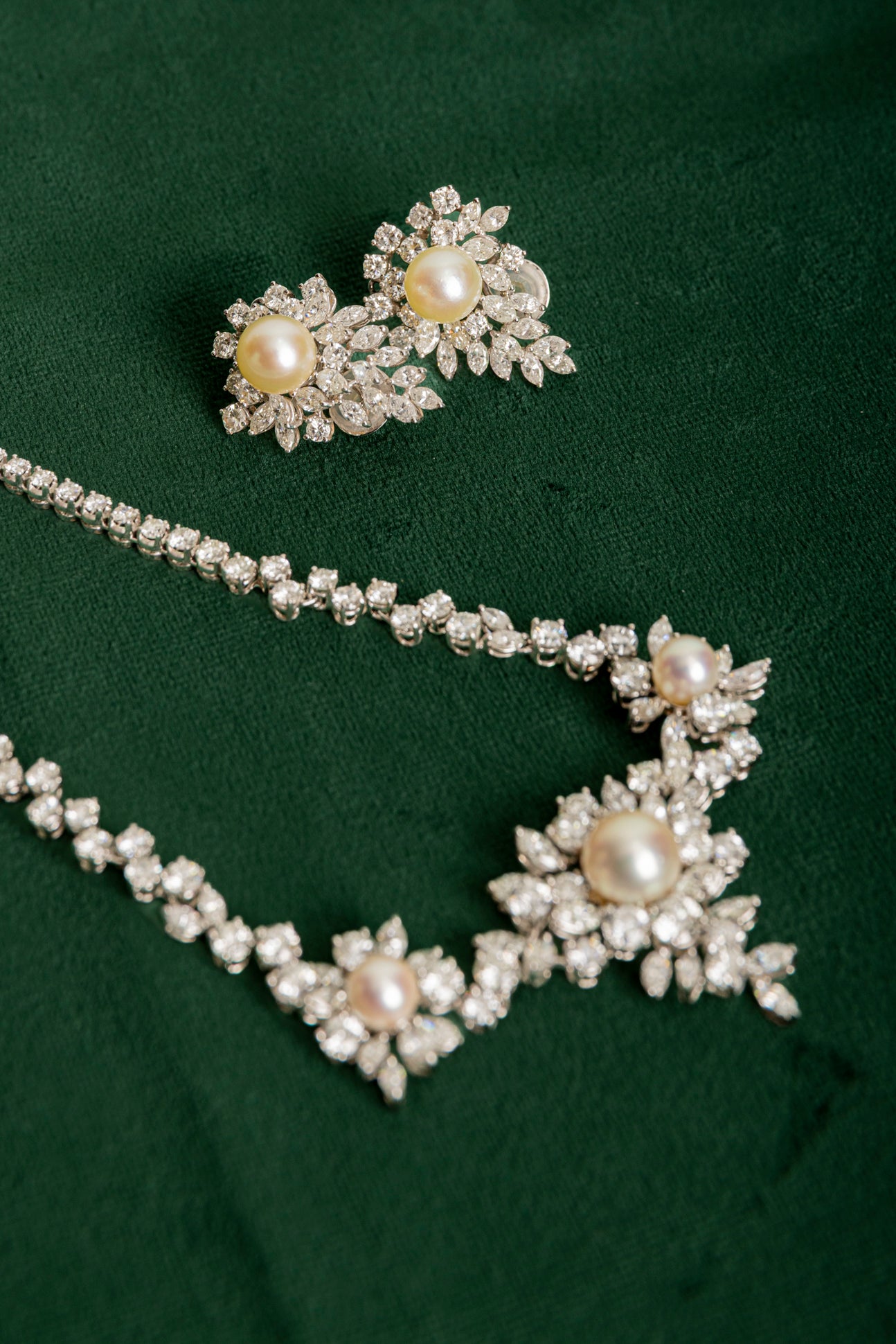 Conjunto Vintage de Diamantes y Perlas