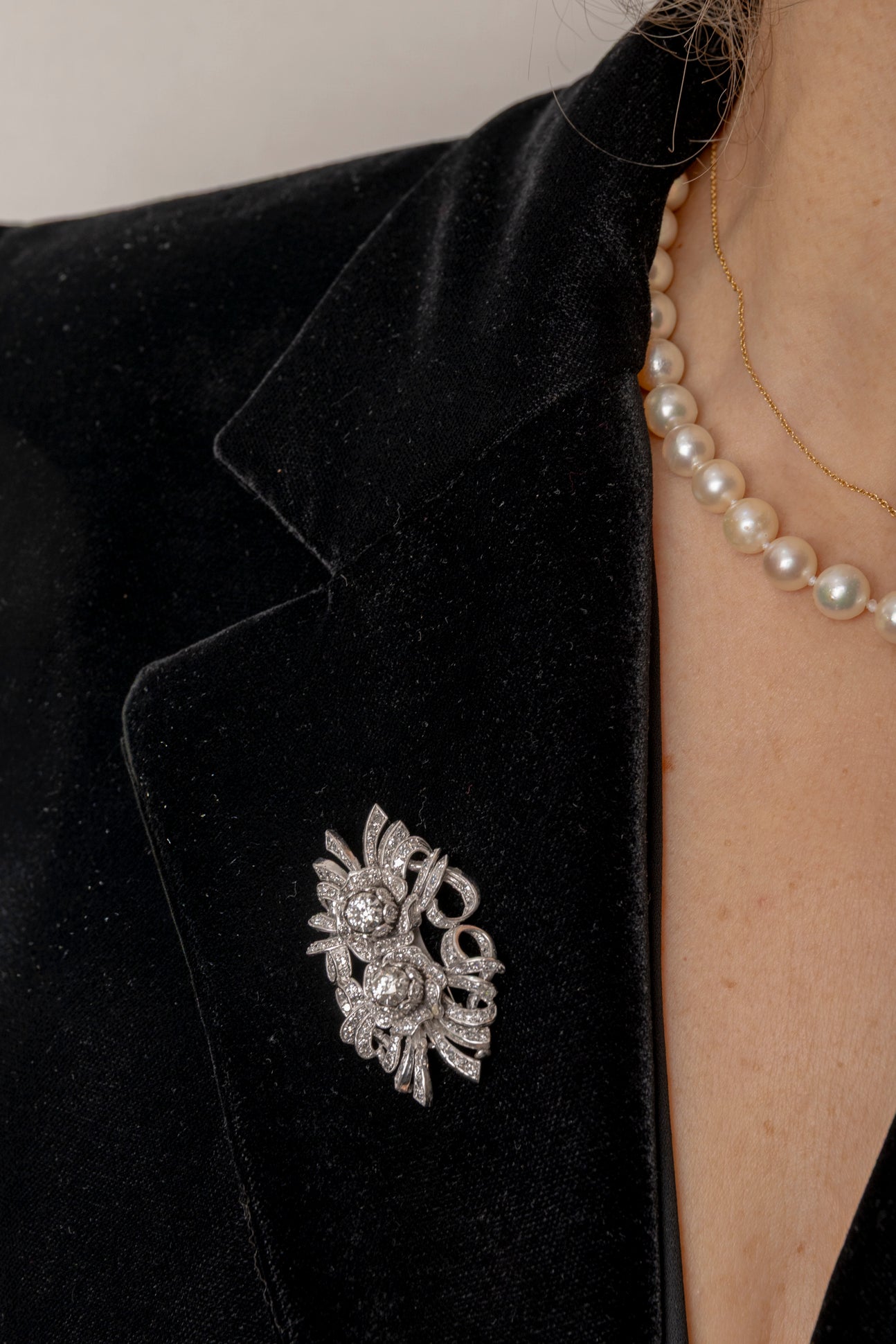 Broche Vintage Rosetones de Diamantes