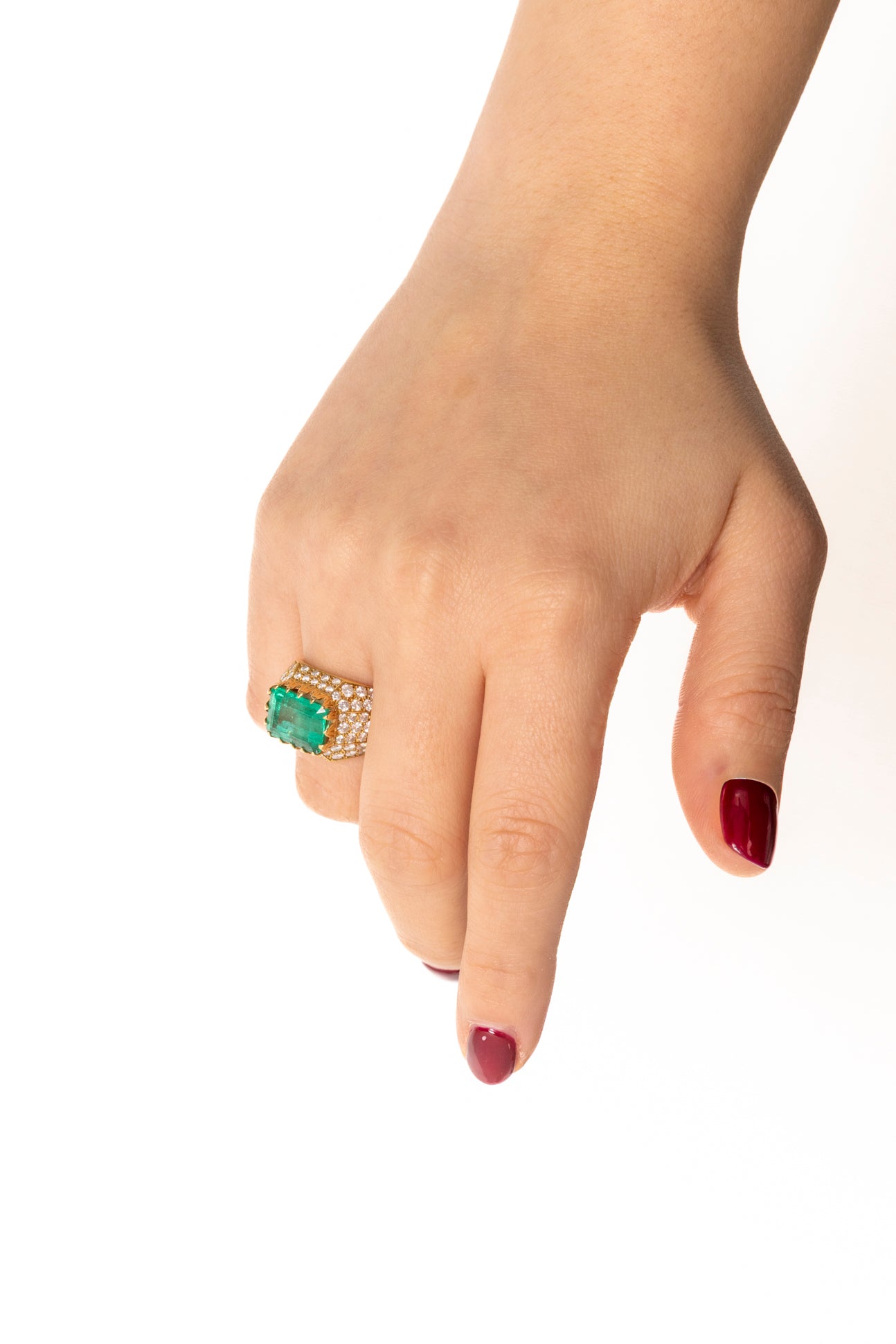 Sortija Trombino de Esmeralda y Diamantes