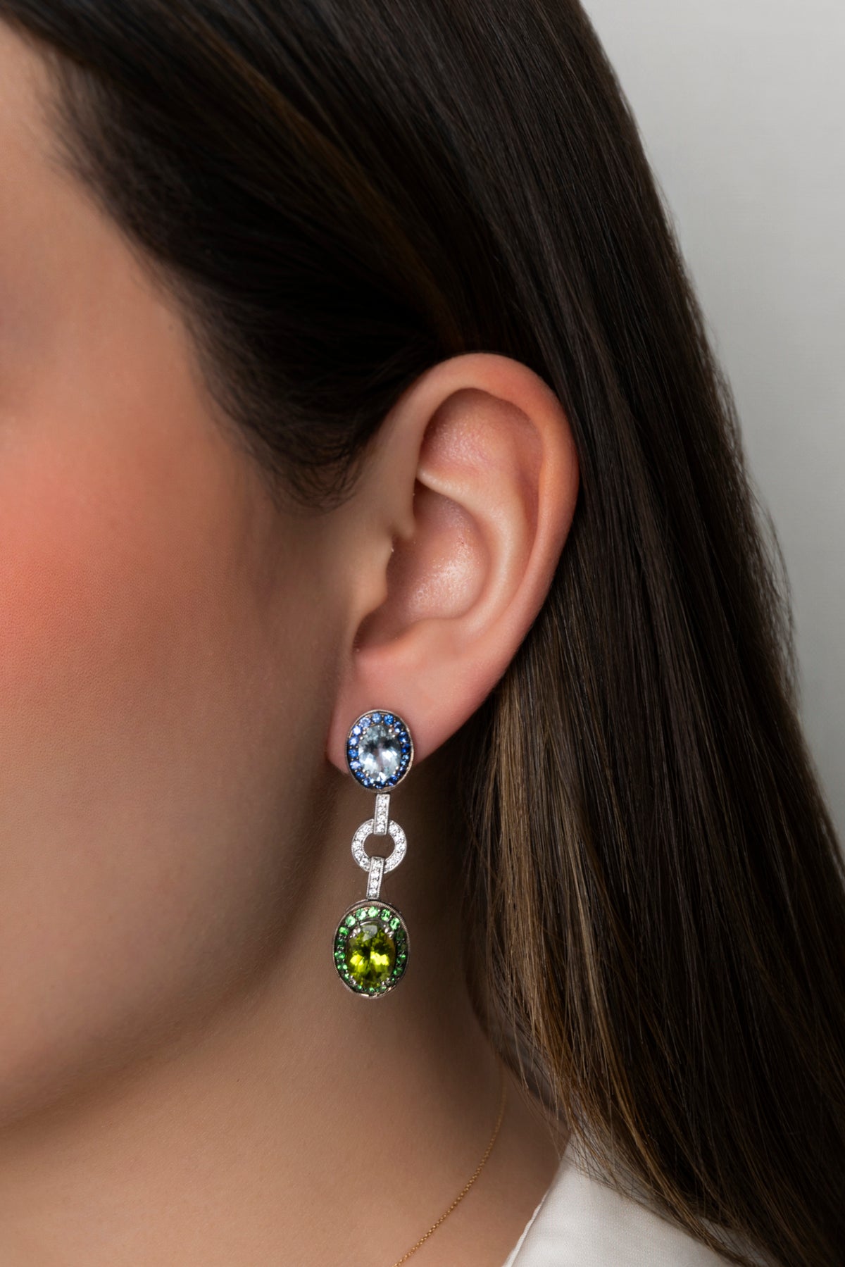 Pendientes largos de Topacio y Peridoto