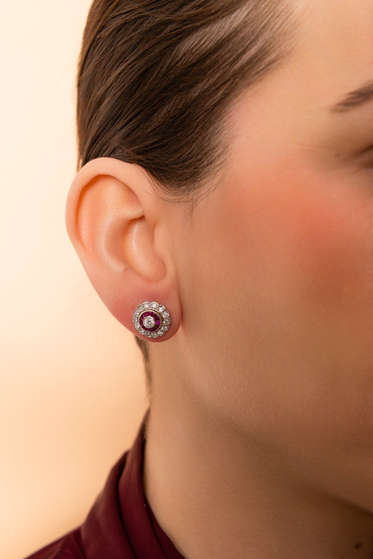 Pendientes Ojo de Perdiz de Rubíes y Diamantes